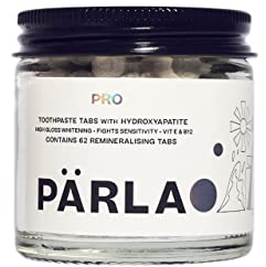 PÄRLA PRO Remineralising Whitening Toothpaste Tablets | 62 Tabs, 1 Month Supply | Sustainable Packaging | Hydroxyapatite Enamel Repair for Sensitive Teeth | Gluten Free & Vegan | Refillable Jar