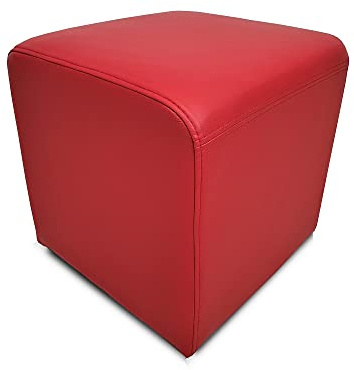 Quattro Meble Rotes Echtleder Hocker viele Größen Echtleder Sitzhocker Rindsleder Sitzwürfel Fußhocker Polsterhocker Echt Leder Puff Leder MDR Red (45 x 45 x H-45 cm)