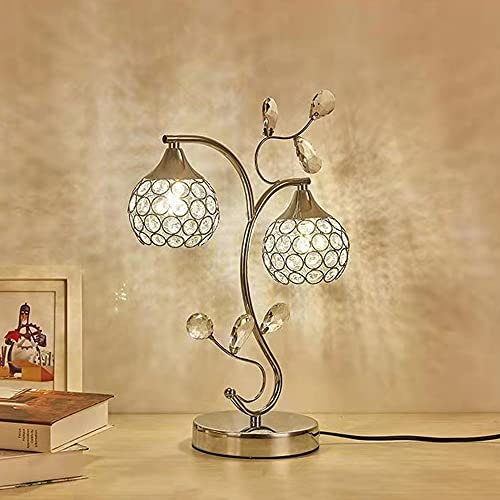 Mengjay Trade Lampe de Table en Cristal, abat-jour Lampe de chevet, Cristal de Mode Créatif Lampe de Table Argent avec Douille E27 (pas d'ampoule)
