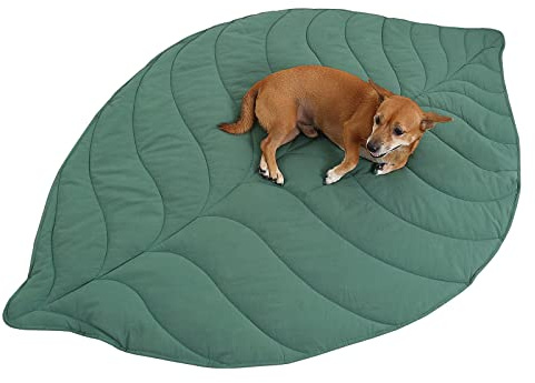 56x42 Inch Leaf Shaped Cotton Dog Blanket, Extra Large Pet Blanket for Small Medium Large Dogs, Machine Washable Puppy Mat for Couch Protection, Soft Plush Dog Bed for Furniture, Sofa, Floor
