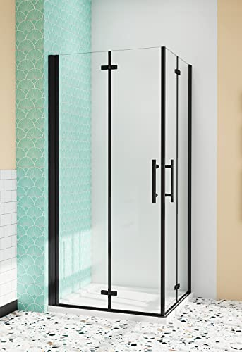 Aica Sanitär Eckeinstieg Duschkabine Dusche 80x80cm Duschwand Duschabtrennung Falttür H195cm