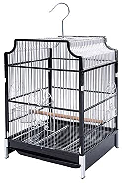 Flugkäfig Vogelkäfig Papageienkäfig Haushalt Edelstahl Vogelkäfig Großer Wellensittich Myna Schwarzer Wind Papagei Vogelkäfig kann aufgehängt Werden Vogelkäfig (Color : Black)