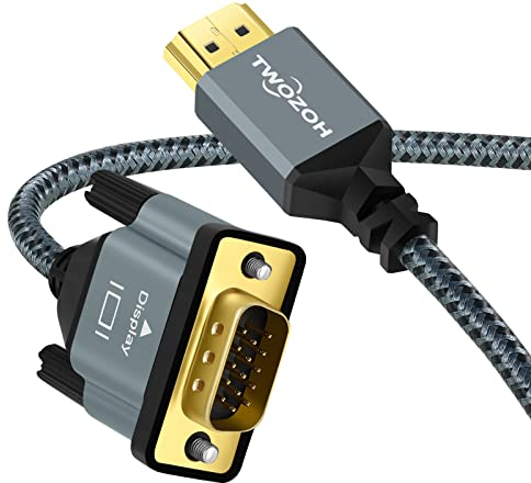 Twozoh Cavo HDMI a VGA 1M. lega di alluminio Shell Nylon intrecciato & placcato oro supporto 1080P/60HZ