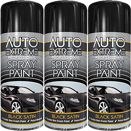 Q&H Black Satin Spray Paint 400ML Automotive Aerosol Metal Paints Sprayer - Hardware Anti Stain & Petrol Resistant Non Crack Painting - Gloss Finish Exterior Fast Dry Wood Plastic Wicker Aluminium (3)