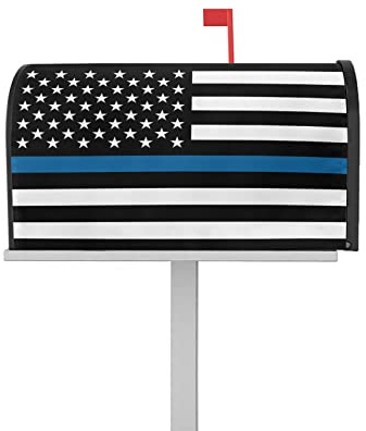 Magnetic Mailbox Covers Standard Size Thin Blue Line Flag American Police Flag Honoring Law Enforcement Officers Outdoor Mailbox Wrap 21x18 Mail Box Post Letter Box Cover for Garden Home Decor