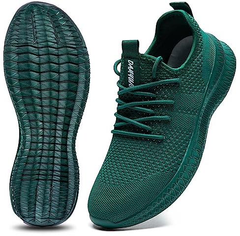 CAIQDM Women Running Shoes Slip-on Walking Sneakers Lightweight Breathable Trainers Tennis Shoes Green Size 5.5