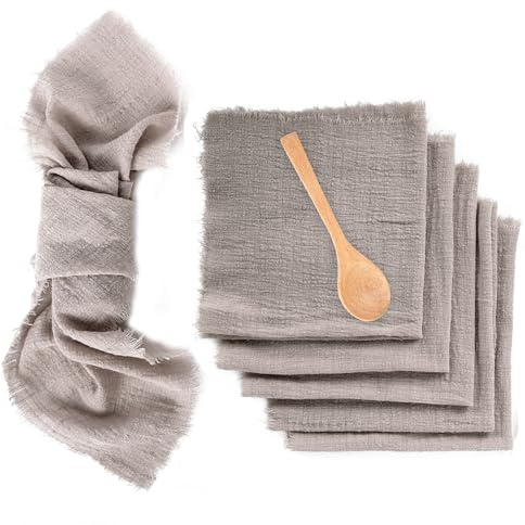 Tischtuchservietten, 6 Stück, Baumwollservietten mit Fransen, 42 x 42 cm, Dinnerservietten, weich, 100 % Baumwolle, für Hochzeiten, Partys, Abendessen, Weihnachten, täglichen Gebrauch