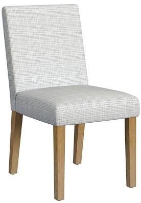 Homepop Home Decor |Classic Upholstered Parsons Dining Chairs |Decorative Home Furniture, Cream Mini Grid Pattern (Single Pack)