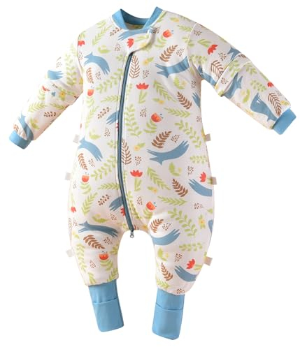 Chilsuessy Baby Schlafsack mit Beinen Warm gefüttert Winter Langarm Winterschlafsack Füße 3.5 Tog 70cm