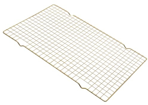 16 * 10 inch Cooling Rack for Baking, BBQ Grill Mesh Metal BBQ Barbecue Grill Grilling Mesh Wire Cooking Net Outdoor,Barbecue Grilled Grid【Gold】