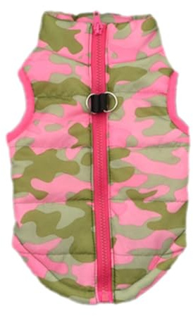 CLSSLVVBN Dress to Impress, personalisierte und modische Weste, Jacke, Mantel für Hunde, Warmer und bequemer Hundegeschirr Mantel aus Polyester, Rosa Tarnung, M