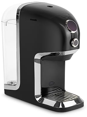 Machine à thé BRU pour thé en vrac & herbes & sachets de thé, SANS capsules, distributeur d'eau chaude & machine à thé, système de nettoyage automatique (Noir/Chrome)