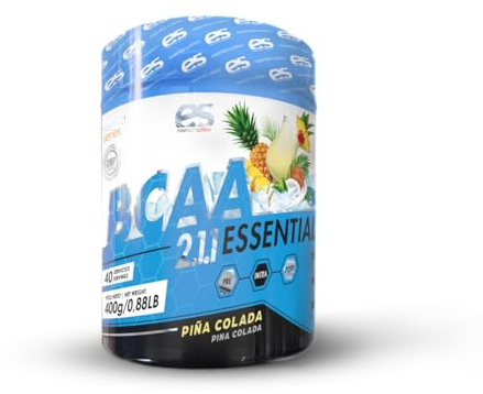 BCAA 2.11 + Glutamina Essential Nutrition // Sabor Piña Colada, Limonada, Blue Tropic // Aminoácidos Ramificados (Leucina + Valina + Isoleucina) (400 gr, Blue Tropic)