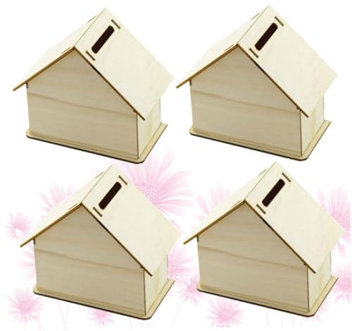 TOYANDONA 4satz Teiliges Holzspardose Bastelset DIY Malerei Holzbox Aufbewahrungsbox Für Geld Und Süßigkeiten Dekoration Für Schreibtisch Und Zuhause