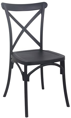 Oviala Stapelbarer Terrassenstuhl aus Kunststoff, schwarz