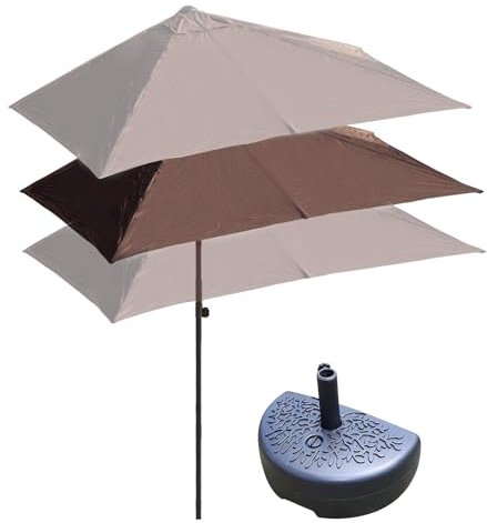 DSKJHI Balkonschirm Rechteckig Halb Sonnenschirm Wandschirm für Balkone Terrassen mit Halbrund Base, Höhenverstellbar Halbschirm 200X100cm, 250X130cm (Farbe : Braun, Größe : 200X100cm(with Base))