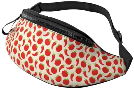 Sac banane à bandoulière pour homme et femme – Joli sac banane de course à pied rouge tomate poivron sac banane de voyage pour homme et femme
