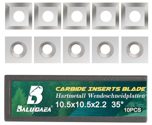 BALUGAEA 10 Stück HM Wendeplatten Wendemesser 10,5x10,5x2,2mm-35° | Hartmetall Wendeplatten mit 4 Schneidkanten für Planfräser, Wendeplattenfräser, Hobel und professionelle Holzbearbeitung.