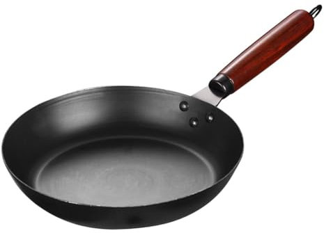 XUHONGYA Unbeschichtete Eisenpfanne Antihaft Haushaltspfanne, Wok Edelstahl, Gusseisen Pfannen und Bratpfannen, Antihaft Bratpfanne mit Stay Cool Griff(Frying pan 28cm)
