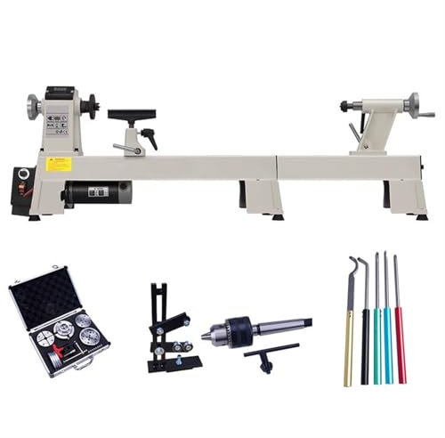 900W Extended Woodworking Lathe, with Center Stand & 3.75-inch Chuck Set & Punch Drill Chuck & 5 Combined Turning Tools, for Carving Various Woodworking Crafts