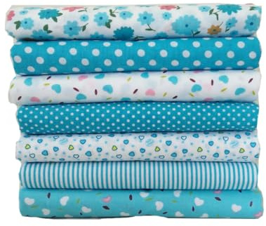 7 st/set 50 x 50 cm 100 % bomull lapptäcke tygpaket sytyg bomull tyg tygpaket (blå serie)