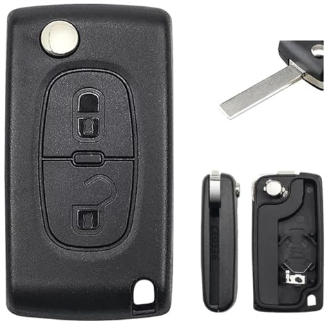 Chaexii 2-Tasten-Ersatz-Autoschlüsselgehäuse, Schwarz, Kunststoff, passend für Peugeot, Modell 0536, Schlüsselabdeckung Zubehör mit HU83 Blade CE0536