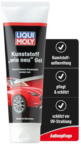 LIQUI MOLY Gel de plástico como nuevo, número de referencia 21899 I 250 ml para el cuidado de plástico para piezas de plástico descoloridas, cuida, embellece y protege, refresca el plástico para