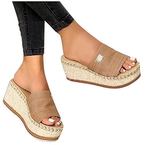 Sandales CompenséEs Pour Femme Classiques - Respirantes Mode Tongs De Claquettes Plateforme éTé Plates Toe Comfy Chaussures Mules Talon Haut Pantoufles DéContractéEs