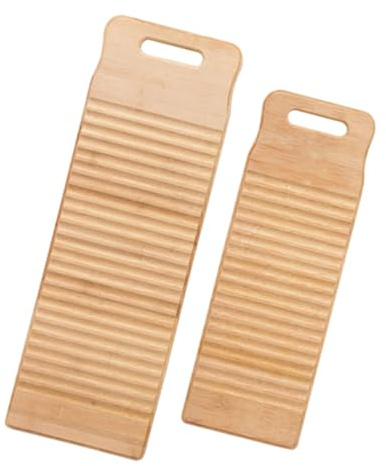 Tabla de Lavar Ropa de Bambú 2 Piezas Mini para Lavado Manual | Beige, Diseño Colgable, No Daña las Manos, Uso en Casa y Viaje, Apta para Prendas de Ñiño y Ropa Interior