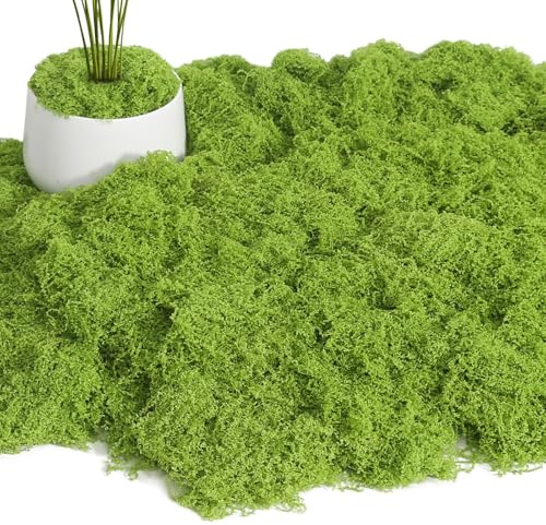 DELAESI 200g Artificial Moss - Light Green Faux Lichen Plants for Crafts, Potted Plants, Terrariums, Home Garden and Floral Arrangements Decoration
