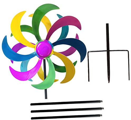 POPETPOP Moulin à Vent Coloré pour Décoration De Jardin Et Terrasse avec Poignée pour Apporter Une Touche De Couleur