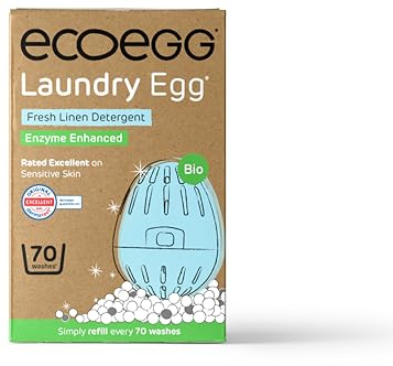 Ecoegg Bio Laundry Egg with 70 washes included | Fresh Linen Laundry Detergent | No phosphates, no palm oil, no chlorine bleach or petrochemicals | Sensitive Skin