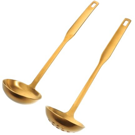 Amosfun 2piezas Cucharones Espumadera Colador De Líquidos Cucharas De Mango Set De Perfectos Para Cocinar y Servir