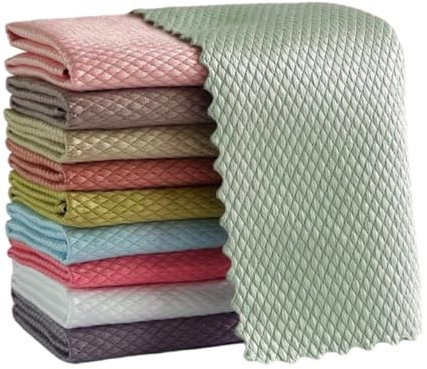 EXAOMBLE 10pcs Absorbent Kitchen Random Colors Dish Cloths for Efficient Washing for Dishes Stoves Sinks Non-scratch Design for Mirrors