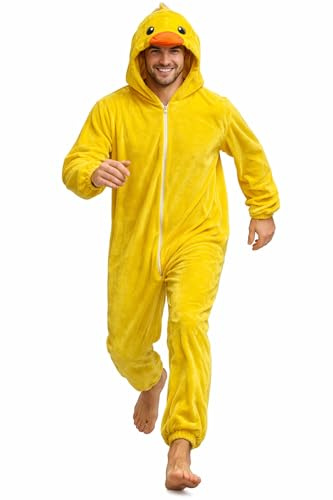 Foxxeo gelbes Enten Kostüm für Herren Größe M - XXXXL