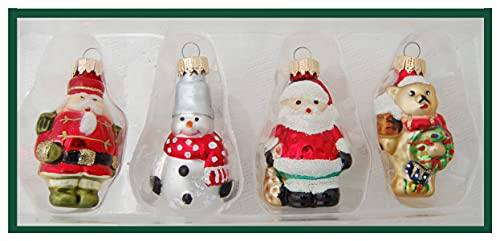 Krebs Glas Lauscha - Christbaumschmuck aus Glas - Mini Figuren Verschiedene Sorten - 4 Stück - kleine Glasfiguren (Mix)