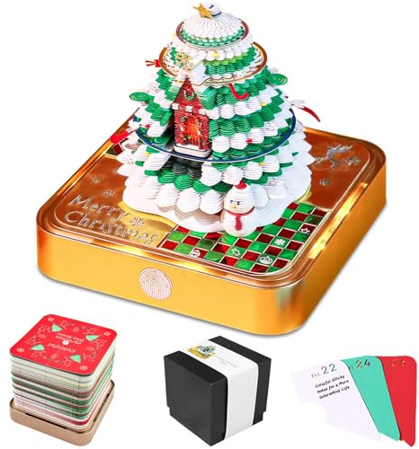 2026 Calendrier 3D de Bureau, Bloc Note 3D D'art À Déchirer, Déchirable Calendrier con Lumière, 3D Papier Sculpture Memo Pad, Cadeaux Créatifs, Décoration DIY de Bureau à la Maison (Sapin de Noël)