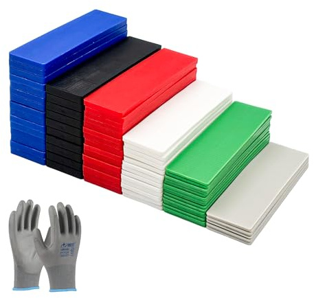 Spacer Plastic Glazing Blocks Set 85 Pieces - 100 x 28 mm (1-6 mm), Plastic Underlay Plates, Compensation Plates, Laminate Spacers, Spacer Blocks, Decking Plastic
