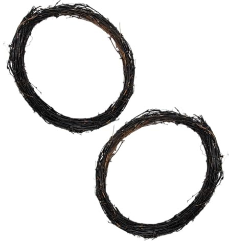 ZUNOXAZ 2pcs Natural Rattan Grapevine Wreaths Diy Crafts Vine Branch Wreath Hoops for Halloween Christmas Party Decorations