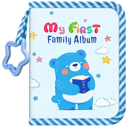 Fintie Baby Fotoalbum 4x6 Zoll, 18 Fotos Mein erstes Familienalbum Buch | Weichem Stoffeinband & Haken für Neugeborene/Kleinkinder/Kinder/Baby-Dusche-Erinnerung-Geburtstagsgeschenke (Blauer Bär)