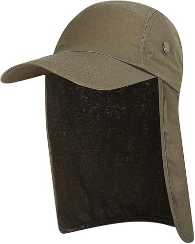 Mayhug - Sombrero para senderismo con solapa para el cuello, sombrero para camping, sombrero de safari unisex para adultos con solapa para la oreja y el cuello, gorra solar con protección para el
