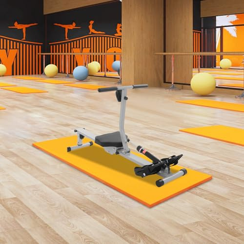 Máquina de remo en casa plegable para entrenamiento de cuerpo completo en casa con resistencia magnética y pantalla LCD, 201 x 57 x 83 cm, 120 kg de capacidad de carga, color negro