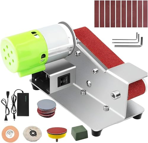 Lijadora De Banda Eléctrica, Pulidora De Banda For Bricolaje, Mini Lijadora Portátil, 7 Velocidades Ajustables, Ideal For Bricolaje, Carpintería, Metal, Madera, Desoxidación, Decapado