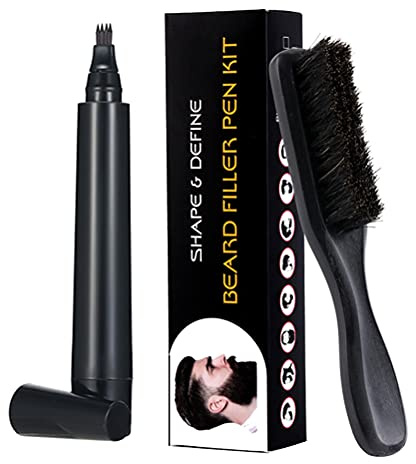 PRETYZOOM Set Cuidado Facial Cepillo de Cerda de Jabalí y Bolígrafo para Bigote, Madera de Haya, Fácil de Usar, Estilo Profesional para Hombres
