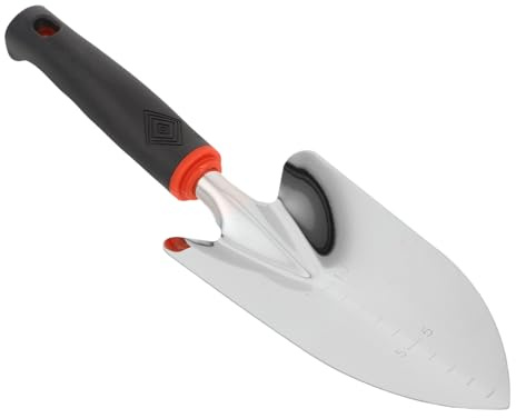 YARNOW Pelle à Main Multifonctionnelle en Acier Inoxydable 31 X 6,5 X 3 Cm Poignée Ergonomique Noire, Petite Pelle à Rempoter Portable pour Jardinage Extérieur, Plantation et Désherbage