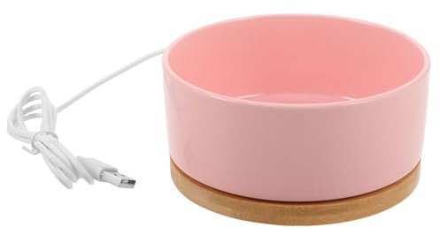 TOYANDONA Ciotola Riscaldata per Animali Domestici USB Rosa, Ciotola Termica a Temperatura Costante per Gatti e Cani da Esterno, Abbeveratoio Antigelo in Ceramica per Inverno e Uso