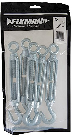Fixman 906053 Galvanised Turnbuckle M12 Pack of 5