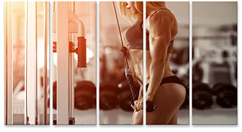 islandburner Bild auf Leinwand Klassisches Bodybuilding Muskulös Blonde Frau Macht Übungen In Der Turnhalle Bilder Wandbilder Poster
