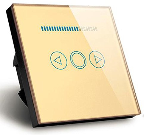 Interrupteur tactile 500 W Panneau en verre cristal LED Variateur d'intensité Interrupteur mural (doré)