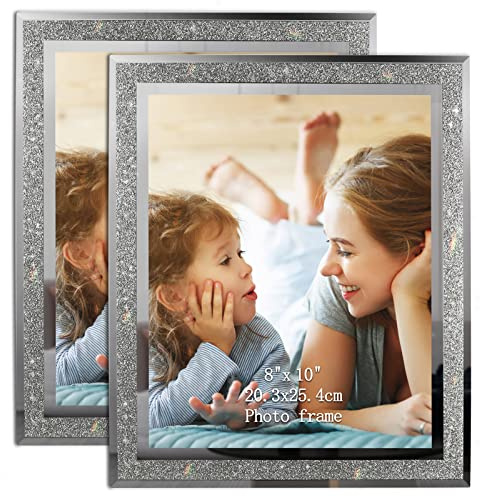 Calenzana 8x10 Picture Frame Sparkle Glass Photo Frames for Tabletop, 8 x 10 inch, 2 Pack